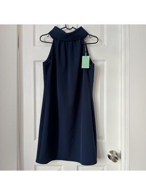 Sail To Sable Navy Cowl Neck Dress Small
